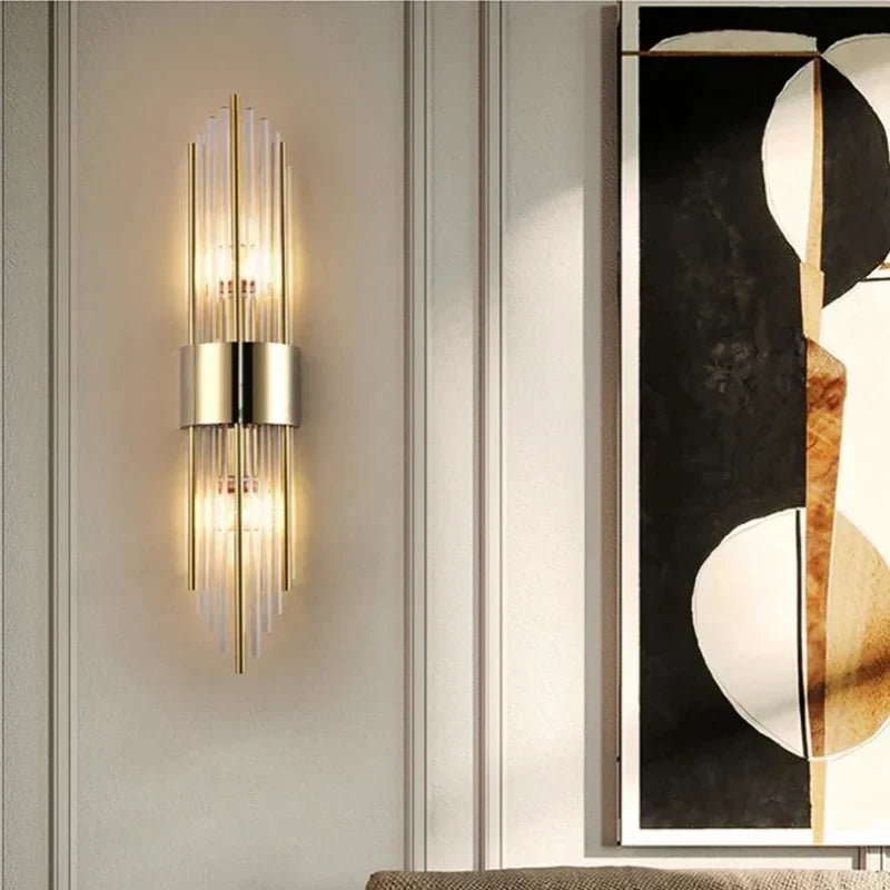 NoirÉclat Crystal Wall Light – Luxury Gold & Black LED Wall Lamp | Modern Nordic Accent Lighting