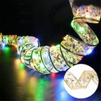 LumiRibbon Gold LED Ribbon String Lights – Decorative Lighted Ribbon for Christmas Trees, Gifts & Festive Displays