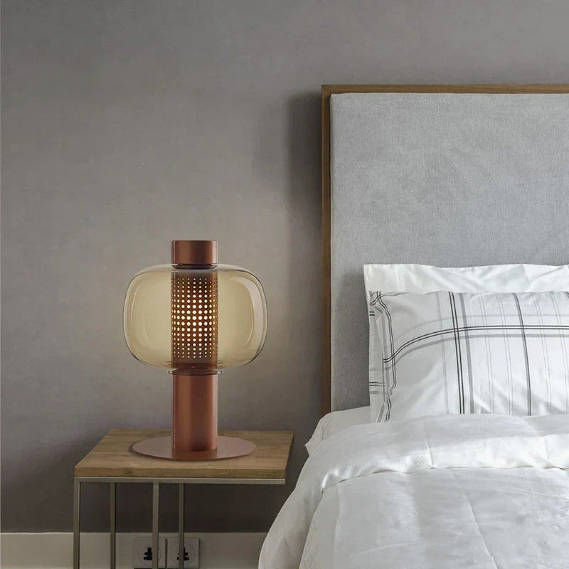 BonboriGlow Nordic Glass Lamp – Minimalist Amber & Smoke Grey Designer Lamp