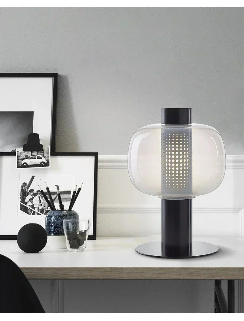 BonboriGlow Nordic Glass Lamp – Minimalist Amber & Smoke Grey Designer Lamp