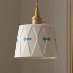 Japanese Ceramic Pendant Light with Brass Finish – Retro Minimalist Hanging Lamp | Warm Ambient Interior Lighting