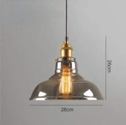Scandinavian Glass Pendant Light – Vintage Loft E26 Ceiling Lamp | Elegant Ambient Lighting | Contemporary Nordic Interior Feature