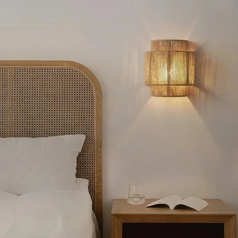 MoriRope Wall Light – Handcrafted Hemp Rope Wall Lamp | Rustic Ambient Lighting | Natural Artisan Décor