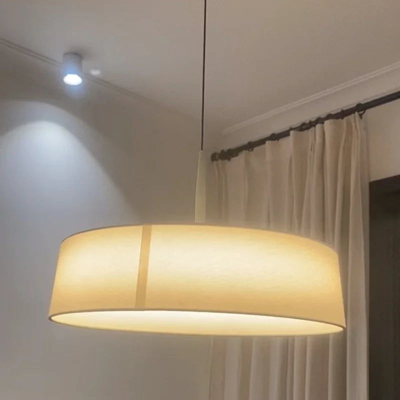 LunaWeave Pendant Light – Minimalist Fabric Ceiling Lamp | Contemporary LED Ambient Lighting