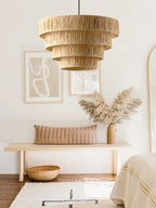 Wabi Sabi Rattan Pendant Light – Handwoven Japanese Ceiling Lamp | Natural Ambient Lighting | Artisan Interior Feature