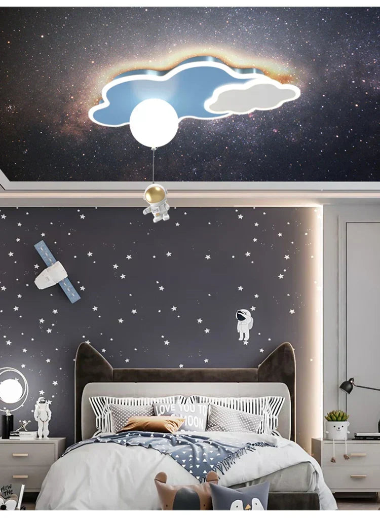 Astrova Cloud Ceiling Light – LED Astronaut Ceiling Lamp | Dimmable Kids Room Lighting with Remote Control