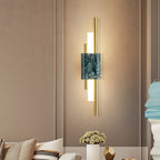 Marble LED Wall Light with Gold & Black Finish – Modern Luxury Wall Sconce | Elegant Ambient Interior Lighting