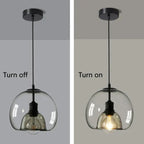 Amber Glass Pendant Light – Modern E26 Ceiling Lamp | Warm Ambient Lighting | Elegant Contemporary Interior Feature