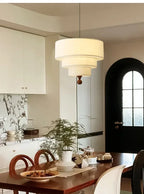 Boho Fabric Pendant Light – Wooden Ceiling Lamp | Warm Ambient Lighting | Rustic Modern Interior Décor