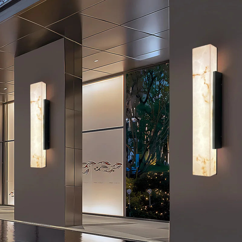 Marbella LED Outdoor Wall Light – Waterproof Marble-Effect Exterior Wall Lamp | Modern Stainless Steel Lighting
