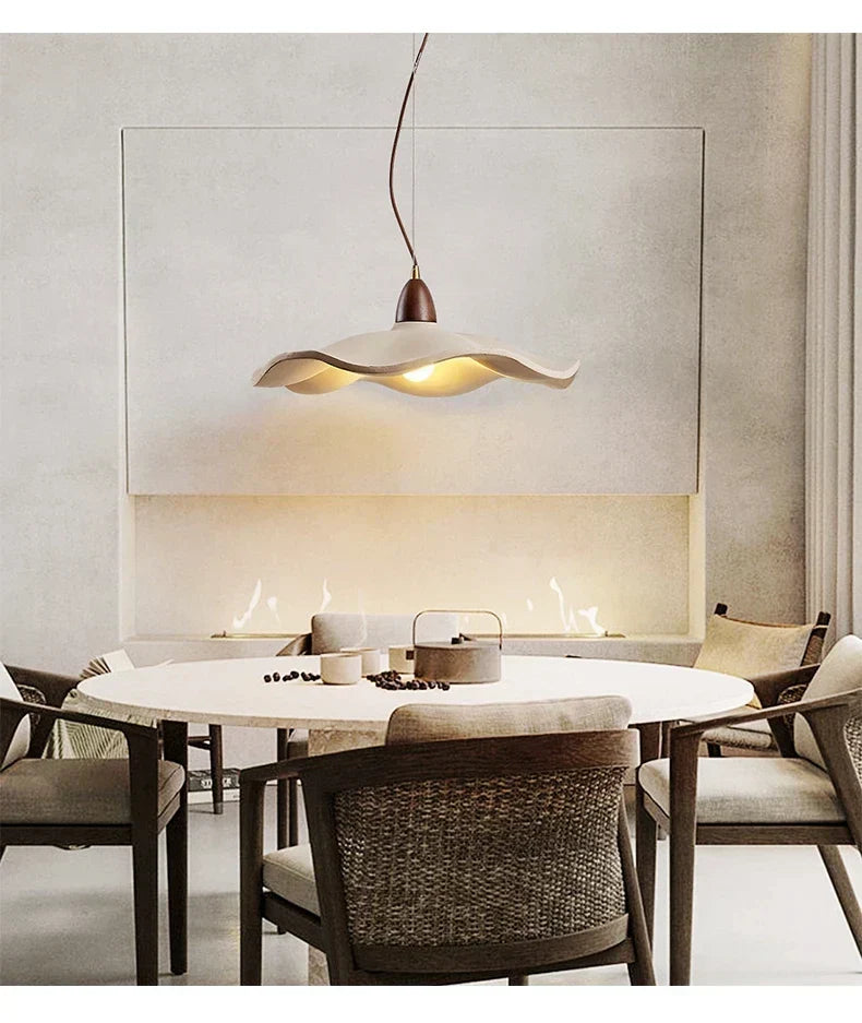 Japandi Wooden Pendant Light – Minimalist LED Ceiling Lamp | Wabi-Sabi Interior Lighting | Natural Contemporary Design