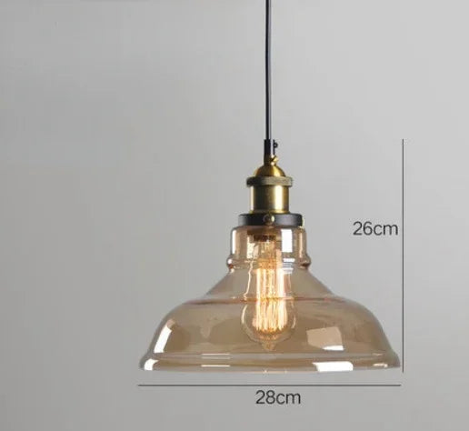 Scandinavian Glass Pendant Light – Vintage Loft E26 Ceiling Lamp | Elegant Ambient Lighting | Contemporary Nordic Interior Feature