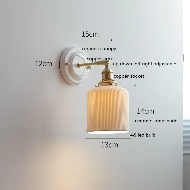 Aurelle Ceramic Wall Light – Adjustable E26 Wall Lamp | Contemporary Copper Lighting | Elegant Interior Illumination