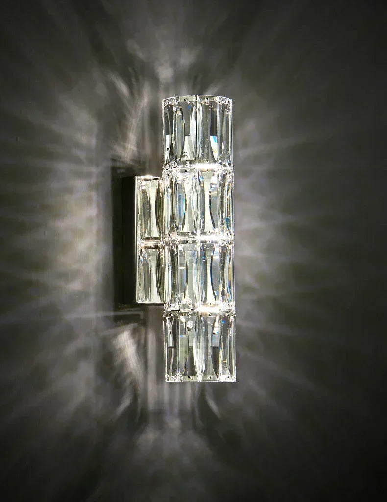 Crystal Luxe LED Wall Light – Stainless Steel Wall Lamp with Clear Glass Shade | Contemporary Ambient Lighting | Elegant Interior Feature