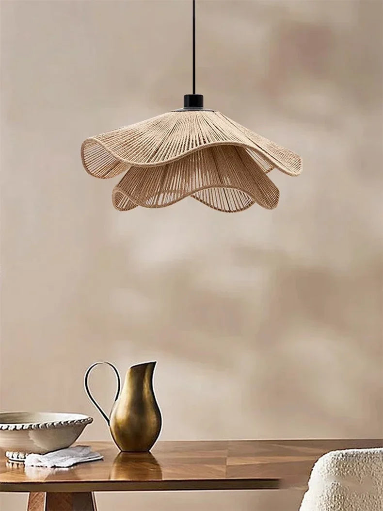 Hempora Wabi Pendant Light – Handwoven Rope Ceiling Lamp | Japandi Natural Hanging Lighting