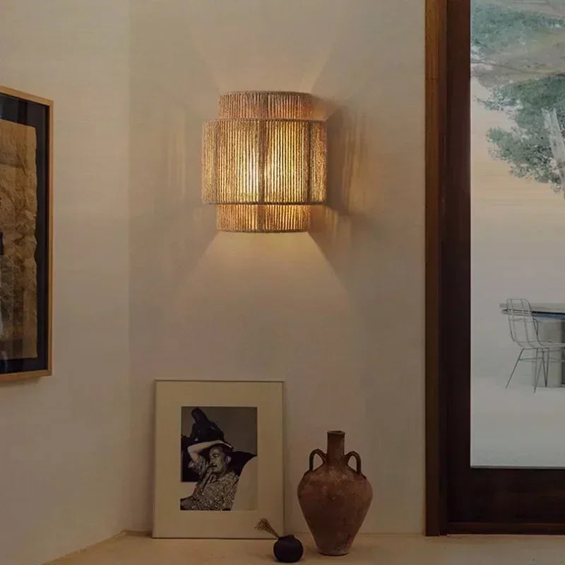 MoriRope Wall Light – Handcrafted Hemp Rope Wall Lamp | Rustic Ambient Lighting | Natural Artisan Décor