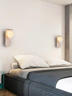 Cavora Stone Wall Light – Scandinavian Glass & Natural Stone Sconce | Up & Down Ambient Lighting | Contemporary Interior Design