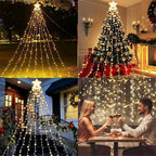 LumiCascade LED Star Waterfall String Lights – 350 LEDs, 8 Lighting Modes | Outdoor, Garden, Patio & Christmas Decoration