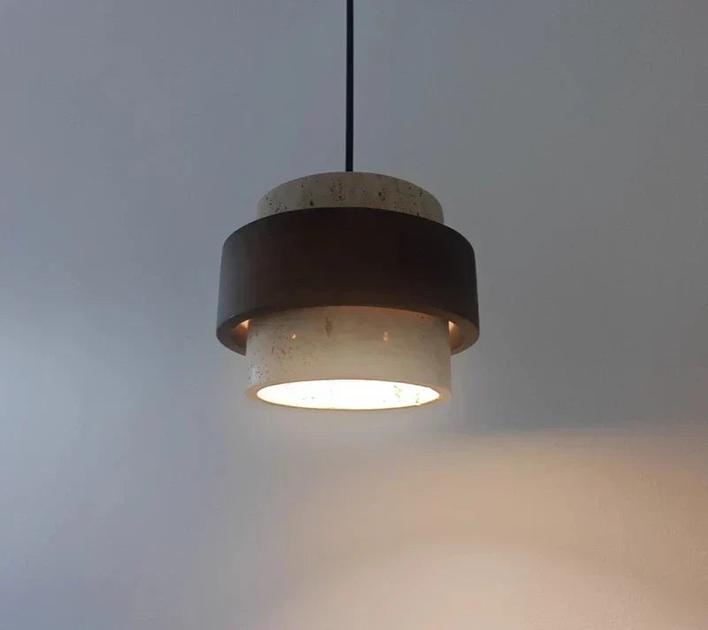 Natural Stone Pendant Light with LED – Modern Minimalist Hanging Lamp | Warm Ambient Interior Lighting