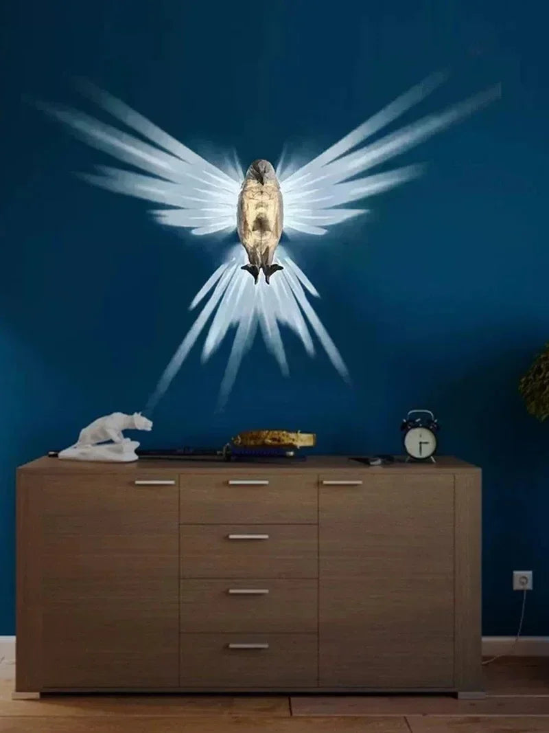 3D Bird Projection Wall Light – Modern Animal Wall Sconce | Decorative Ambient Lighting | Owl & Eagle Designer Fixture