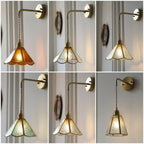 Nordic Tiffany Glass Wall Light – Copper LED Wall Lamp with Pull Cord Switch | Elegant Ambient Lighting | Timeless Interior Accent