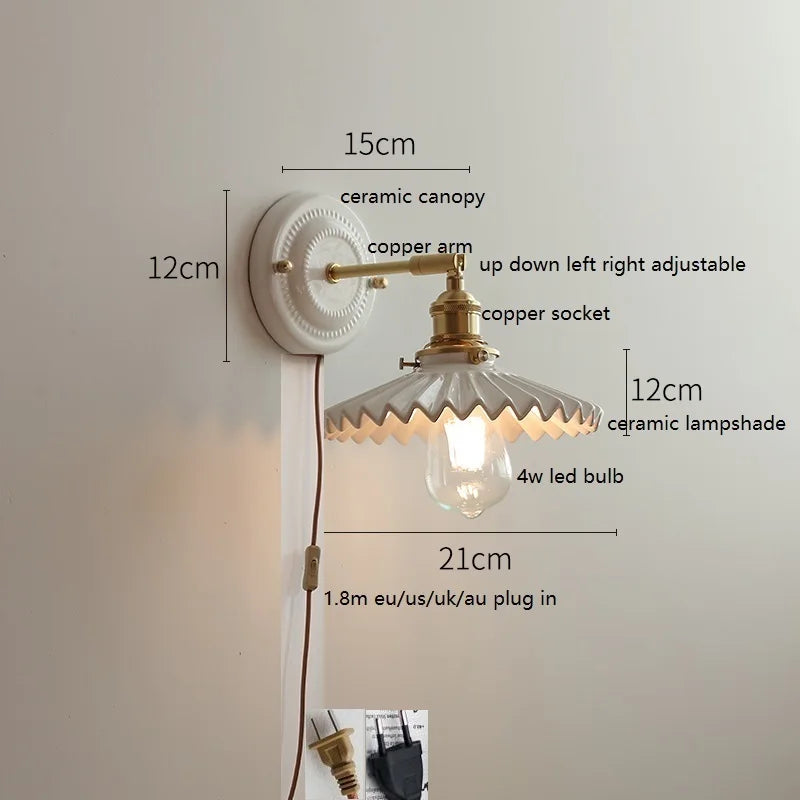 Aurelle Ceramic Wall Light – Adjustable E26 Wall Lamp | Contemporary Copper Lighting | Elegant Interior Illumination