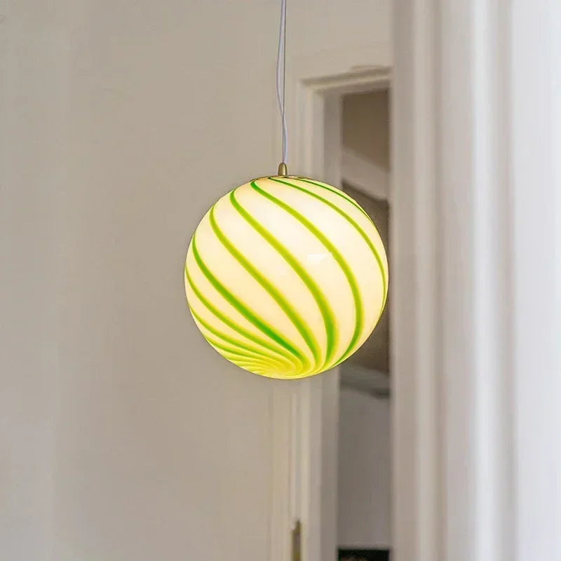 Coloured Glass Globe Pendant Light – Modern E26 Ceiling Lamp | Designer Ambient Lighting | Elegant Contemporary Statement