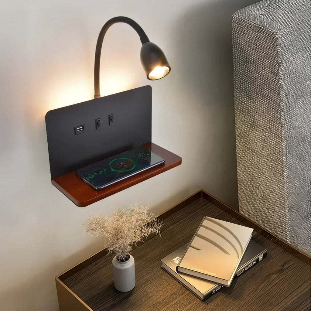LumiCharge Smart Wall Light – Wireless Charging Sconce | Modern Bedside LED Lighting