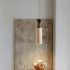 Wabiora Pendant Light – Travertine Stone & Wood Ceiling Lamp | Japandi Ambient Lighting | Natural Interior Harmony
