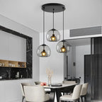 Amber Glass Pendant Light – Modern E26 Ceiling Lamp | Warm Ambient Lighting | Elegant Contemporary Interior Feature