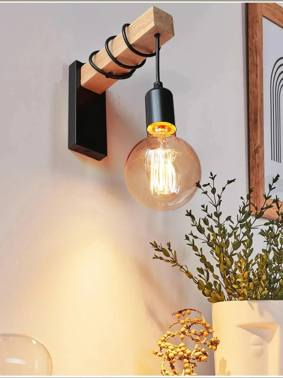 Heritage Forge Wall Light – Industrial Wood & Metal Wall Lamp | Vintage Loft Lighting