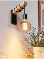 Heritage Forge Wall Light – Industrial Wood & Metal Wall Lamp | Vintage Loft Lighting
