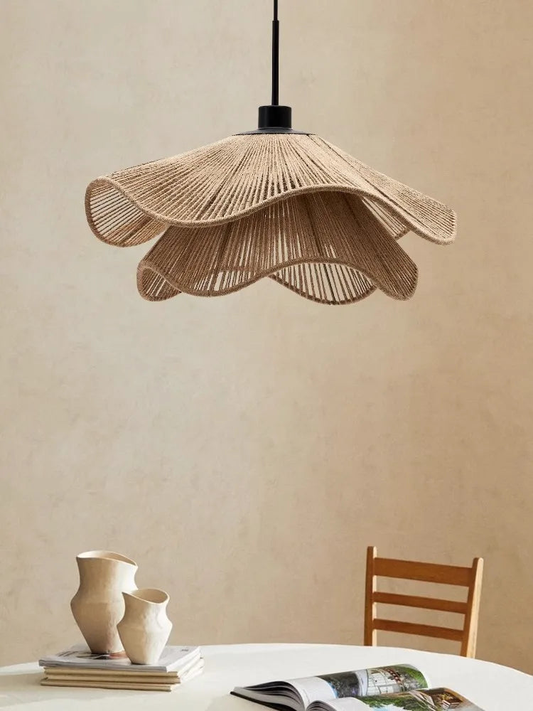 Hempora Wabi Pendant Light – Handwoven Rope Ceiling Lamp | Japandi Natural Hanging Lighting