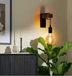 Heritage Forge Wall Light – Industrial Wood & Metal Wall Lamp | Vintage Loft Lighting