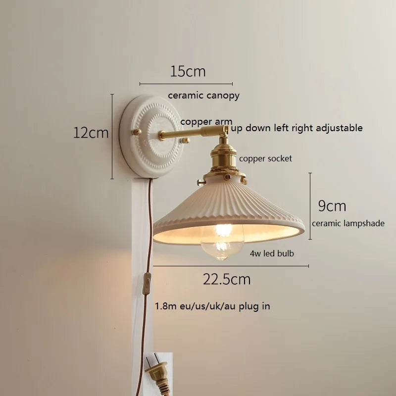 Aurelle Ceramic Wall Light – Adjustable E26 Wall Lamp | Contemporary Copper Lighting | Elegant Interior Illumination