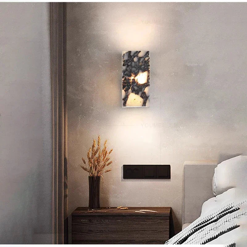 MarbleAura Outdoor Wall Light – Natural Marble LED Wall Lamp | IP65 Waterproof Lighting | Modern Architectural Accent