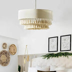 Nomad Linen Pendant Light – Wabi-Sabi Fabric Ceiling Lamp | Boho Japandi Ambient Lighting