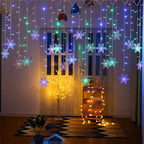 LumaSnow 4M LED Snowflake Curtain Lights – Christmas Icicle String Lights for Windows, Parties & Holiday Decorations