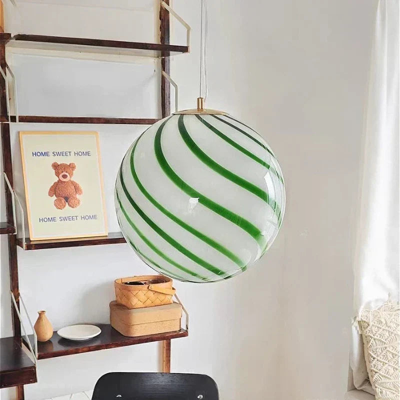 Coloured Glass Globe Pendant Light – Modern E26 Ceiling Lamp | Designer Ambient Lighting | Elegant Contemporary Statement