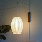 Japandi Silk Wall Light – Handwoven Fabric & Wood Wall Lamp | Soft Ambient Lighting | Contemporary Japanese-Inspired Design