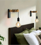 Heritage Forge Wall Light – Industrial Wood & Metal Wall Lamp | Vintage Loft Lighting