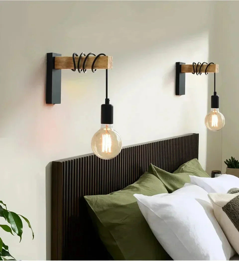 Heritage Forge Wall Light – Industrial Wood & Metal Wall Lamp | Vintage Loft Lighting