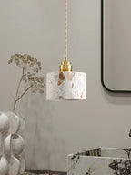 Terrazzo Stone Pendant Light with Copper Detail – Modern LED Ceiling Lamp | Contemporary Designer Lighting