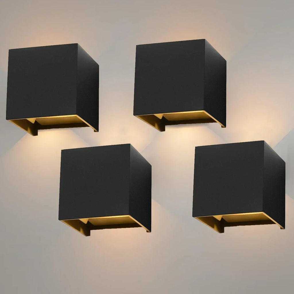 CubeBeam LED Wall Lights Set of 4 – Adjustable Up & Down Outdoor Wall Lights | Modern Aluminium Lighting