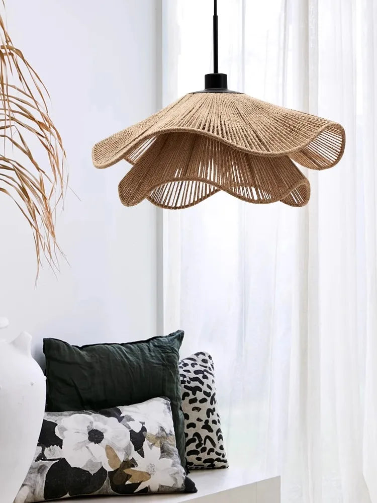 Hempora Wabi Pendant Light – Handwoven Rope Ceiling Lamp | Japandi Natural Hanging Lighting
