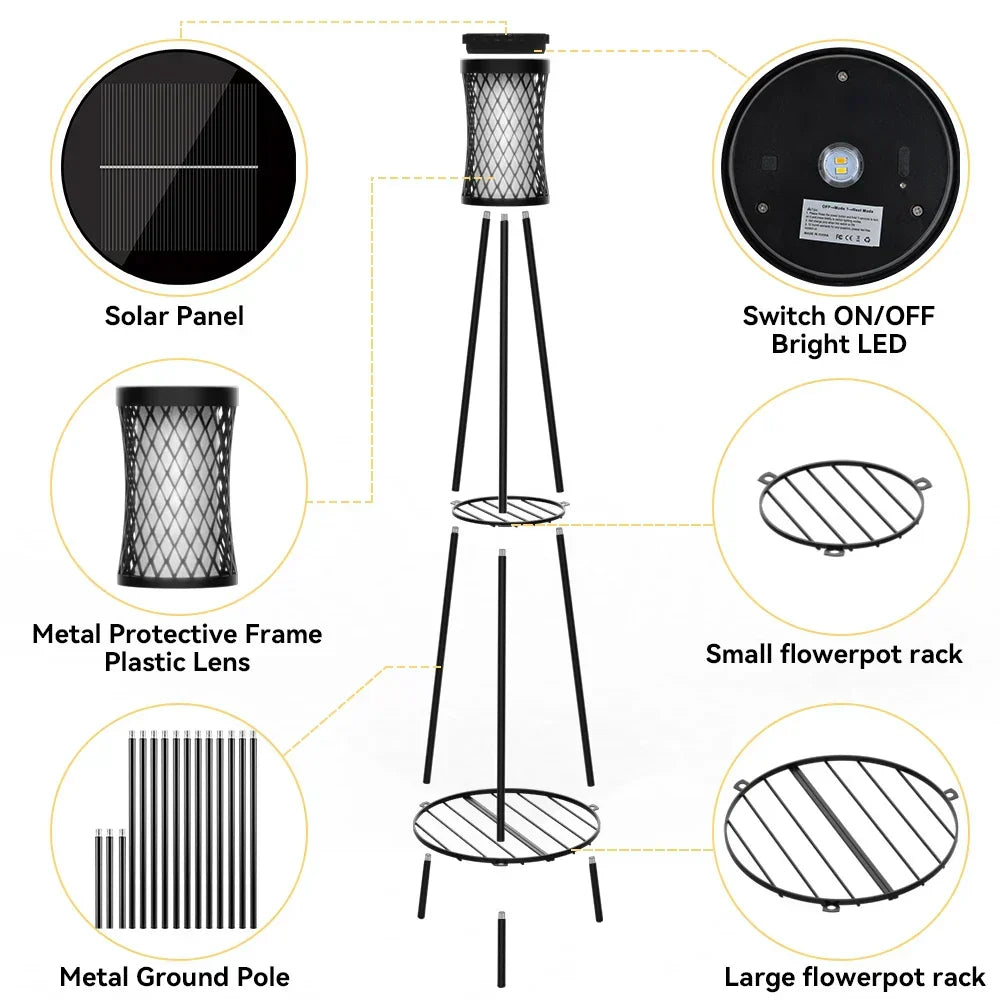 Florenza Lantern Stand – Solar Garden Light with Planter Holder | Decorative Outdoor Lighting for Gardens, Balconies & Terraces