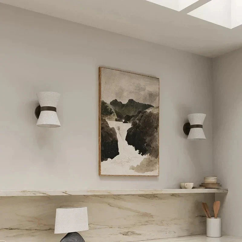Wabi-Sabi Fabric Wall Light – Japanese Minimalist LED Wall Sconce | Warm Ambient Interior Lighting