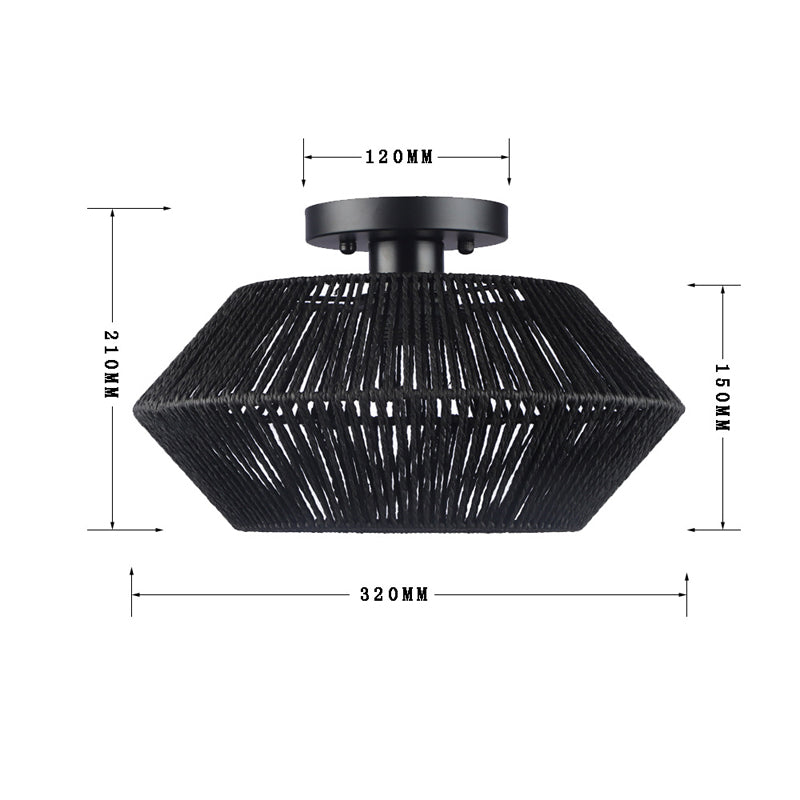Solvaya Boho Ceiling Light – Handwoven Rattan Flush Mount Lamp | Natural Bohemian Interior Lighting