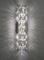 Crystal Luxe LED Wall Light – Stainless Steel Wall Lamp with Clear Glass Shade | Contemporary Ambient Lighting | Elegant Interior Feature