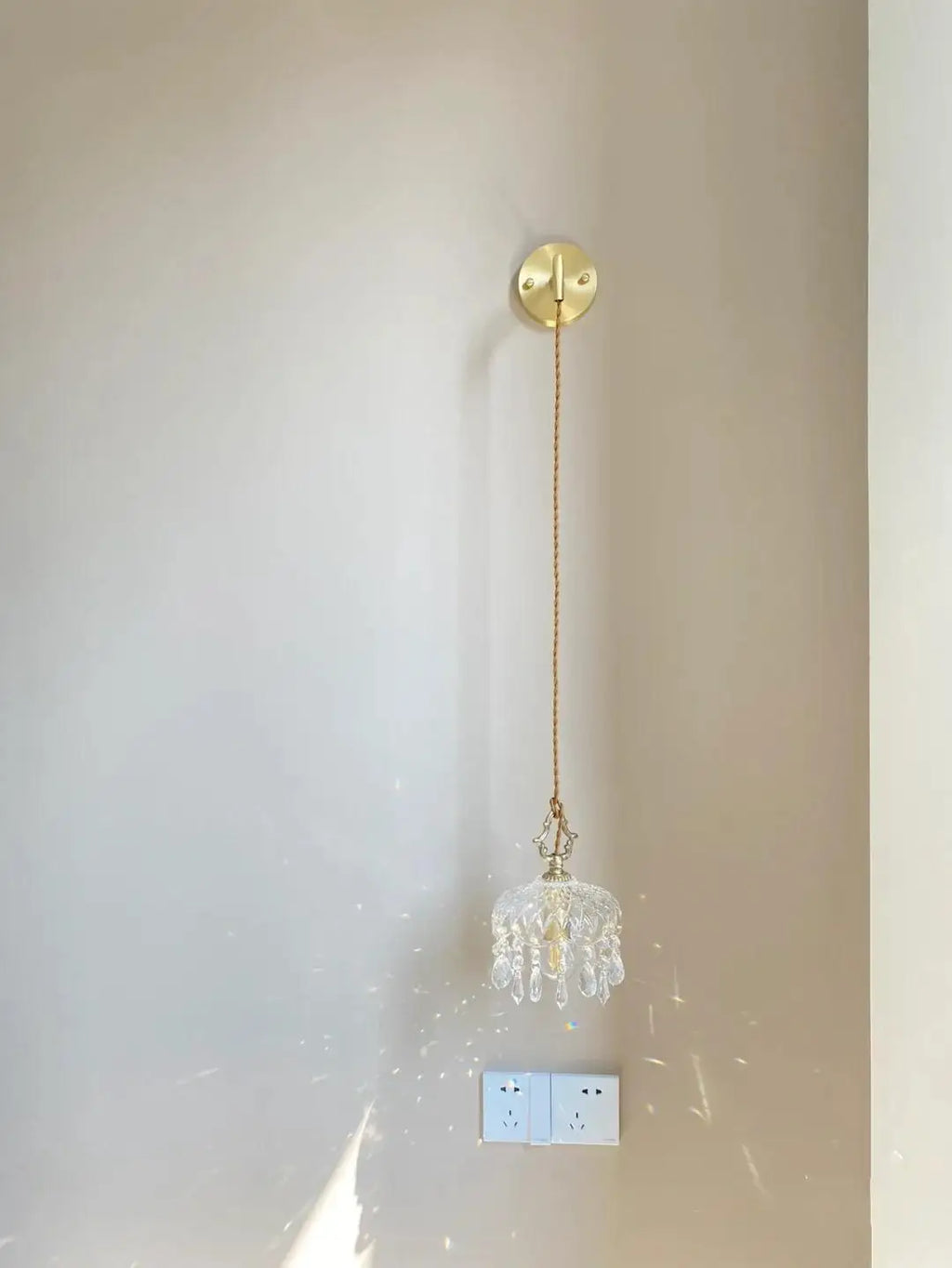 French Crystal Glass Pendant Light – Luxury Gold LED Chandelier | Elegant Ambient Lighting | Vintage-Inspired Statement Piece